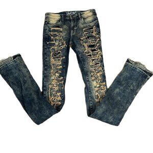 Taker Jeans Super Distressed Ripped Flare Black 30 44 (32")